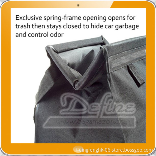 Black Leakproof Hanging Car Trash Bag with Frame Closure